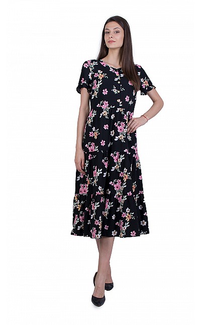 Black Flower Dress with Free Silhouette