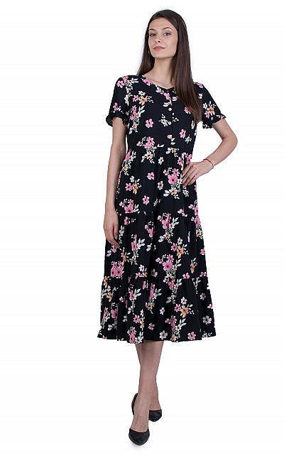 Black Flower Dress with Free Silhouette