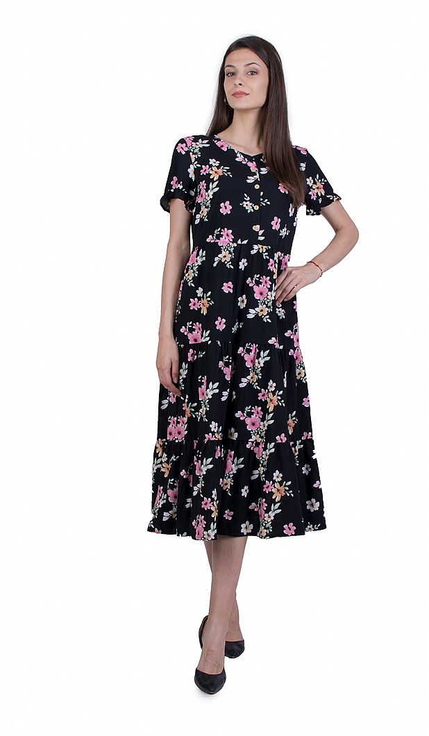 Black Flower Dress with Free Silhouette