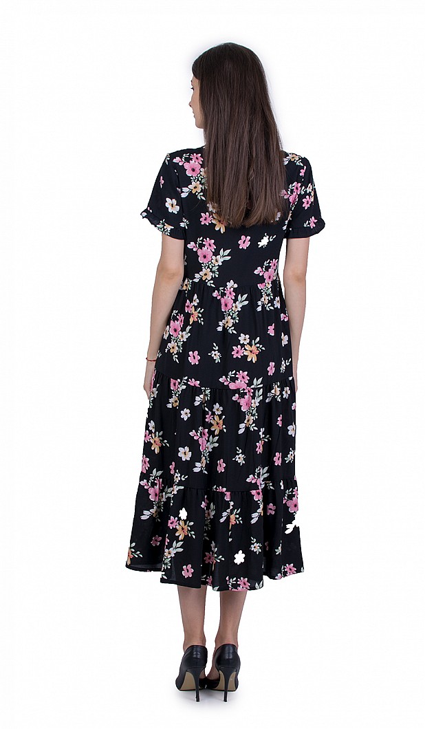 Black Flower Dress with Free Silhouette