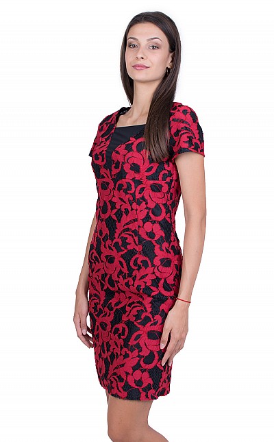Red Fitted Office Dress 21160