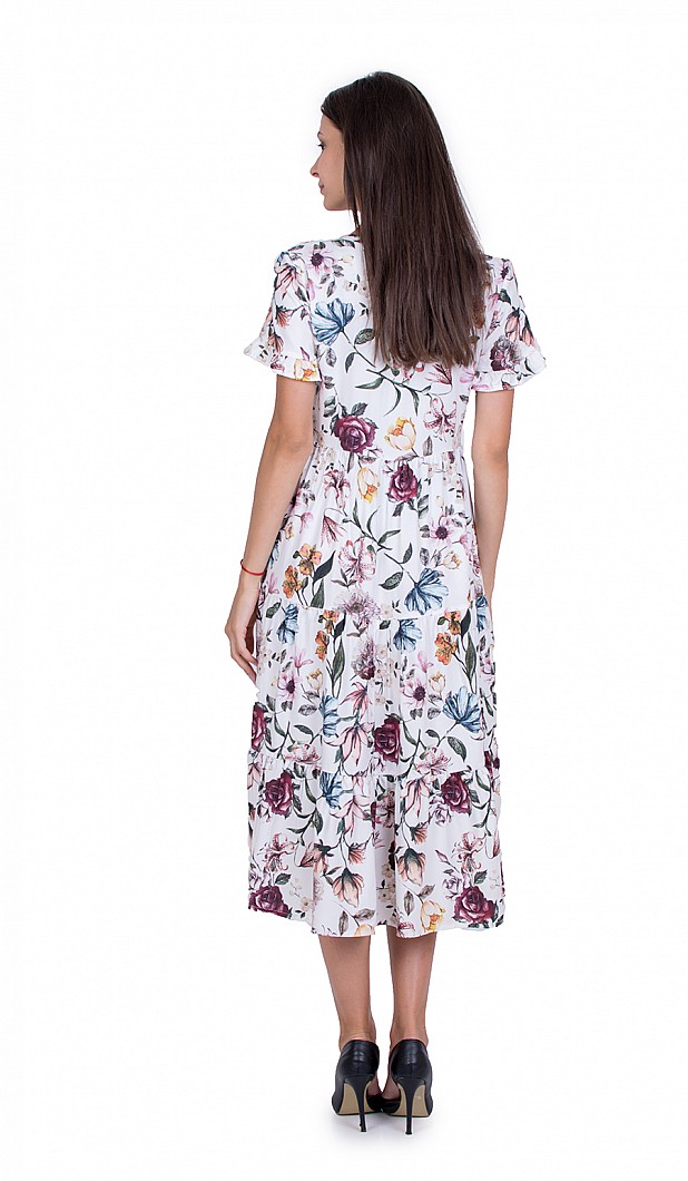 White Flower Dress with Free Silhouette