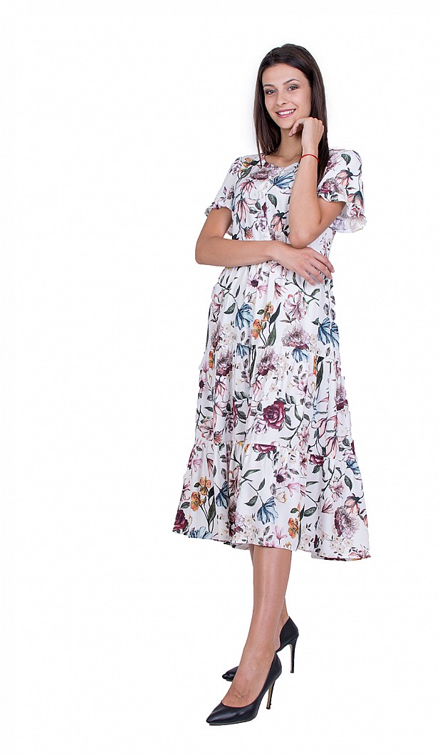 White Flower Dress with Free Silhouette