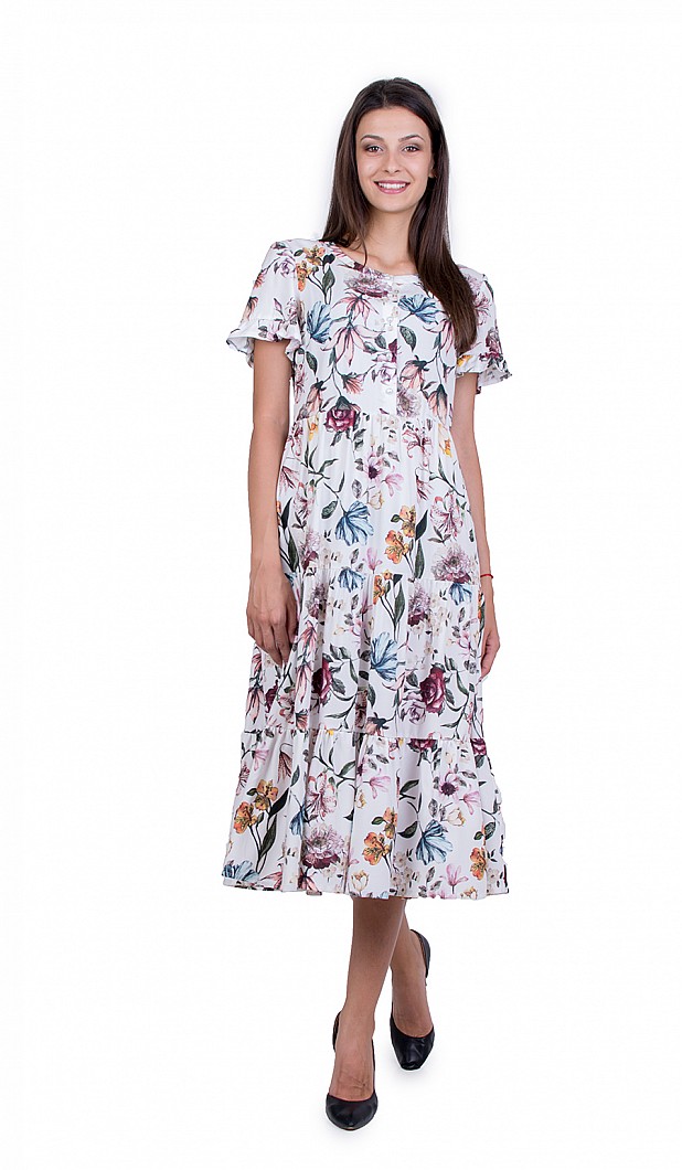 White Flower Dress with Free Silhouette