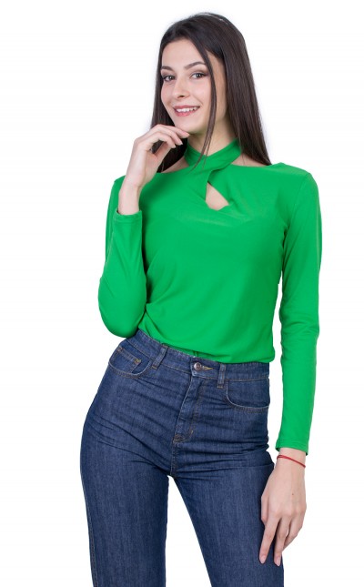 Women's Green Knitted Blouse 22118