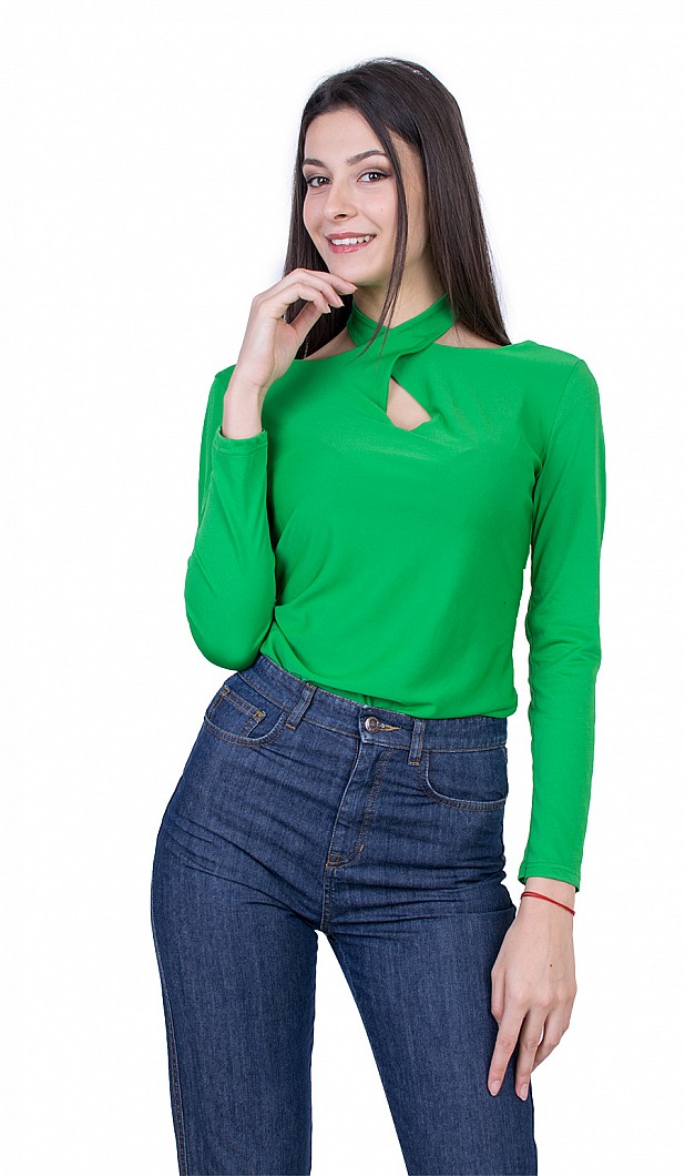 Women's Green Knitted Blouse 22118