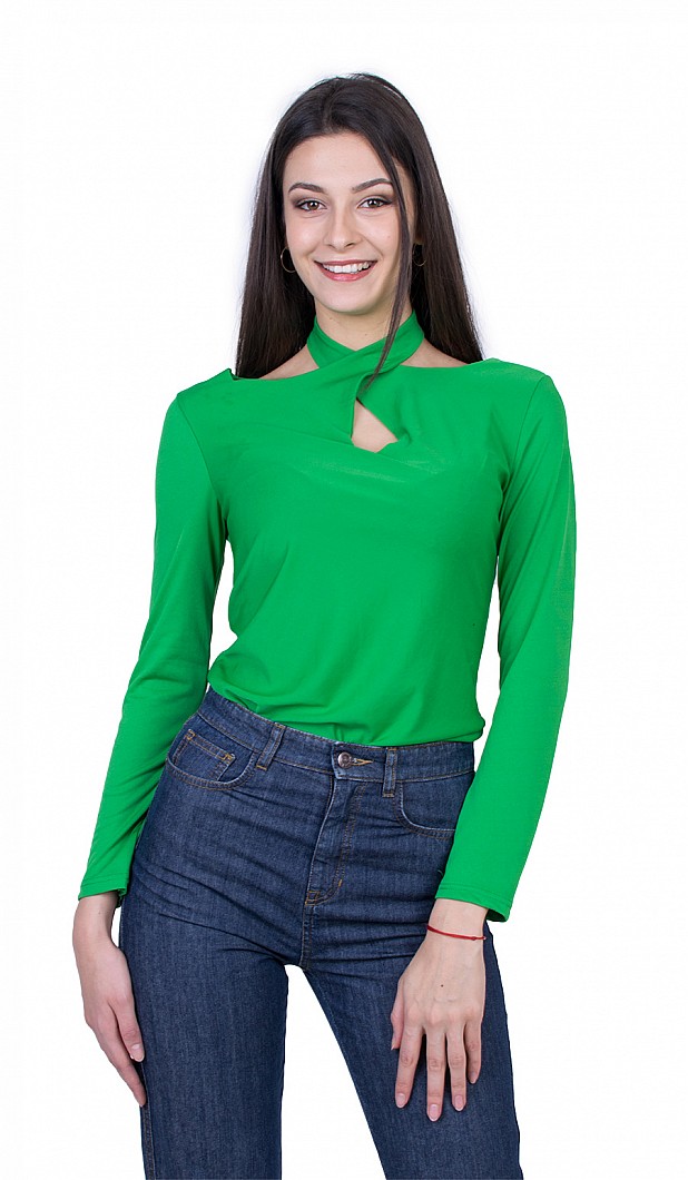 Дамска Зелена Трикотажна Блуза 22118