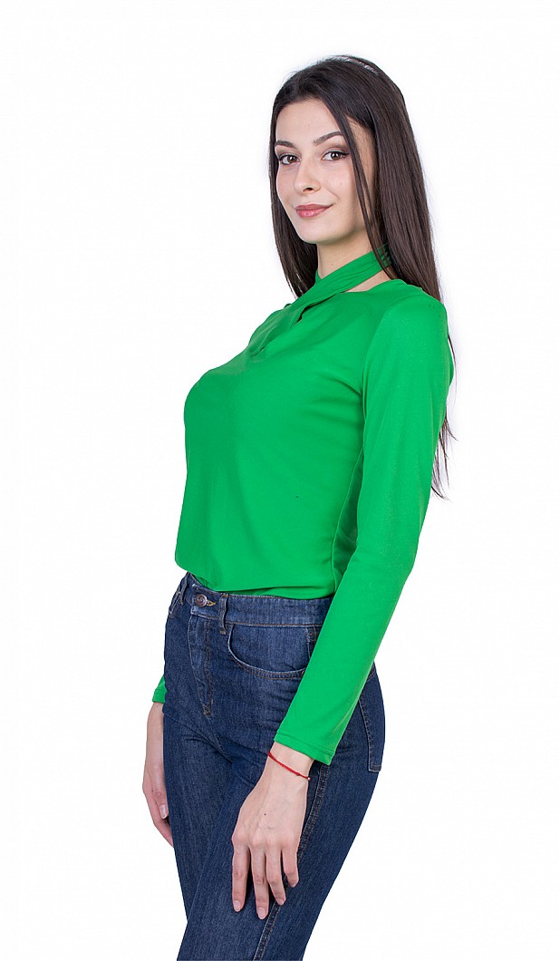 Women's Green Knitted Blouse 22118