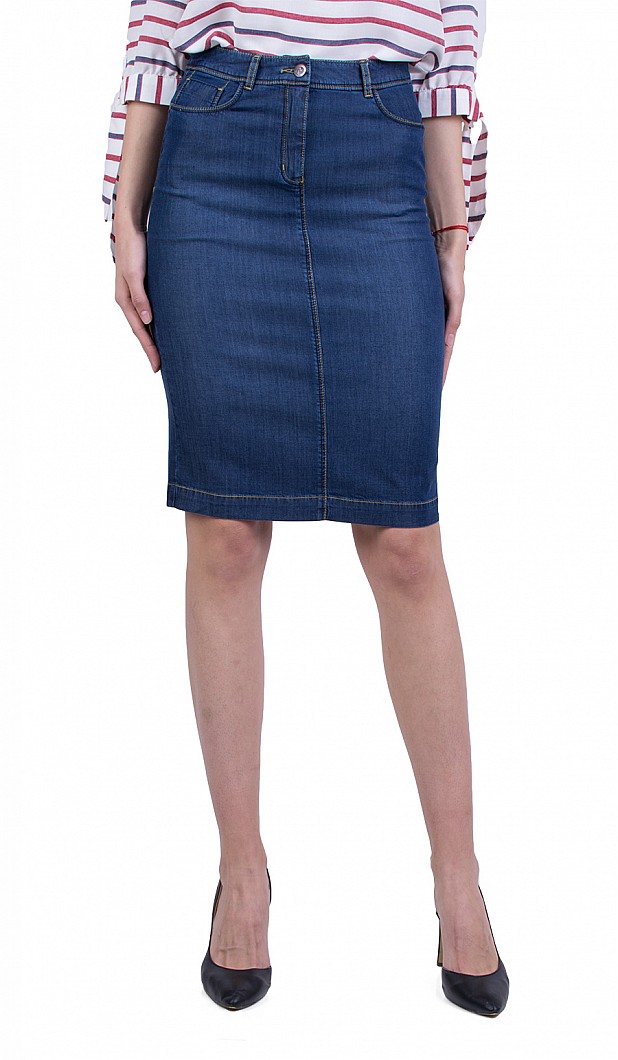 Straight Denim Skirt Business Length 22140 / 2022