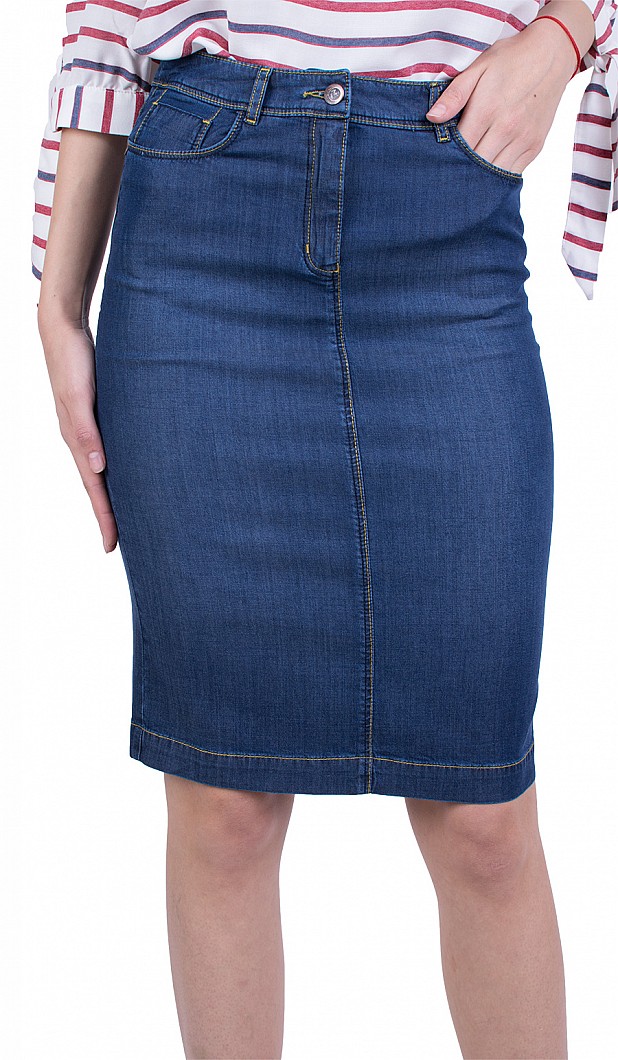 Straight Denim Skirt Business Length 22140 / 2022