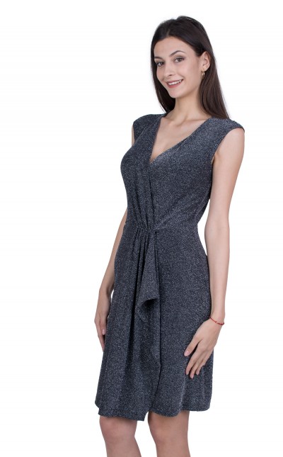 Silver Fitted Office Dress 22208 / 2022