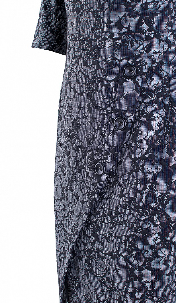 Elegant Dress in Anthracite with Flower Ornaments 23112 / 2023