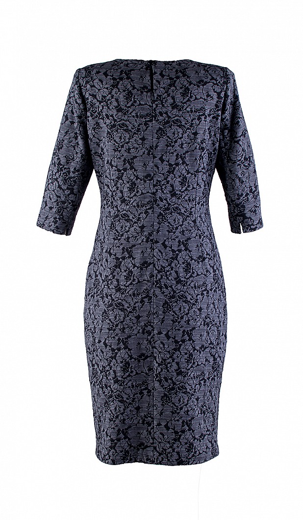 Elegant Dress in Anthracite with Flower Ornaments 23112 / 2023