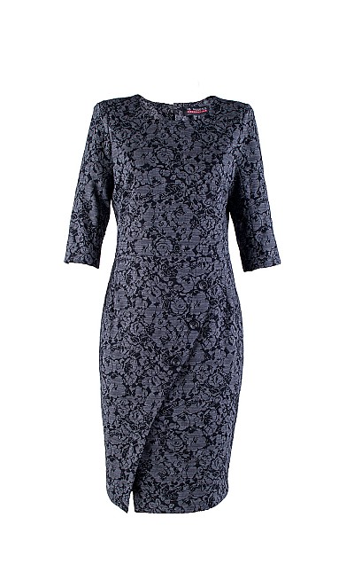 Elegant Dress in Anthracite with Flower Ornaments 23112 / 2023
