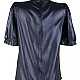 Elegant Black Blouse with Half Polo Collar and Short Sleeves 25115 Black / 2025