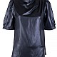 Elegant Black Blouse with Half Polo Collar and Short Sleeves 25115 Black / 2025