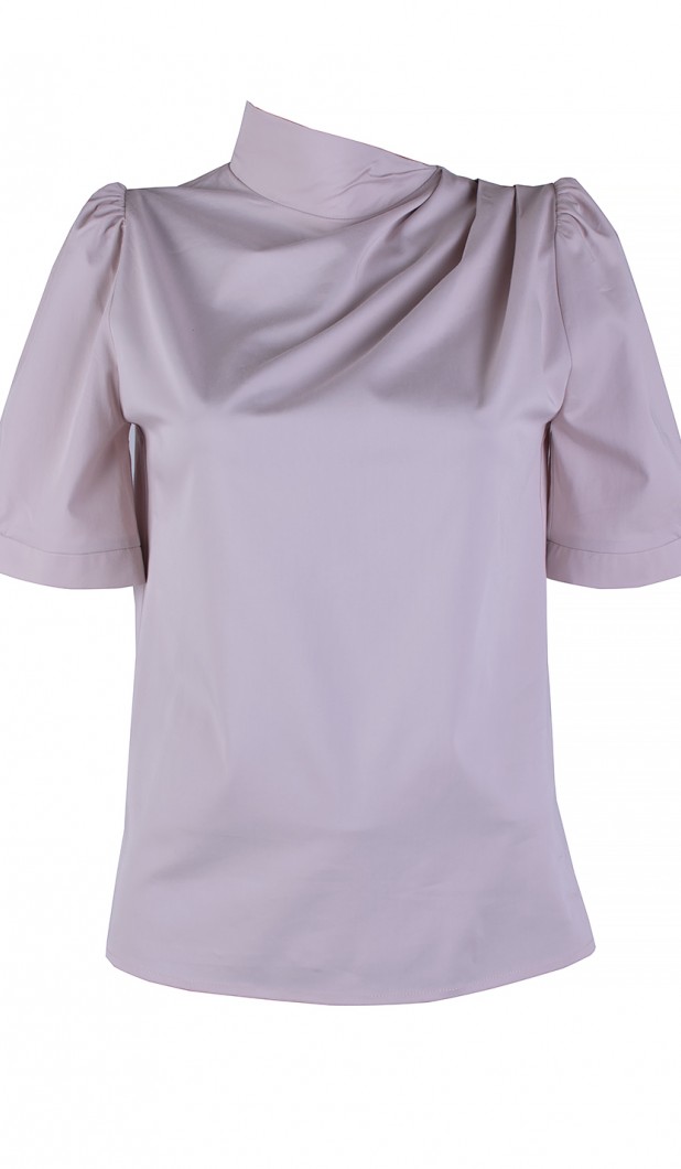 Women's Cotton Blouse in Light Pink with Back Zipper 25115 Pink / 2025