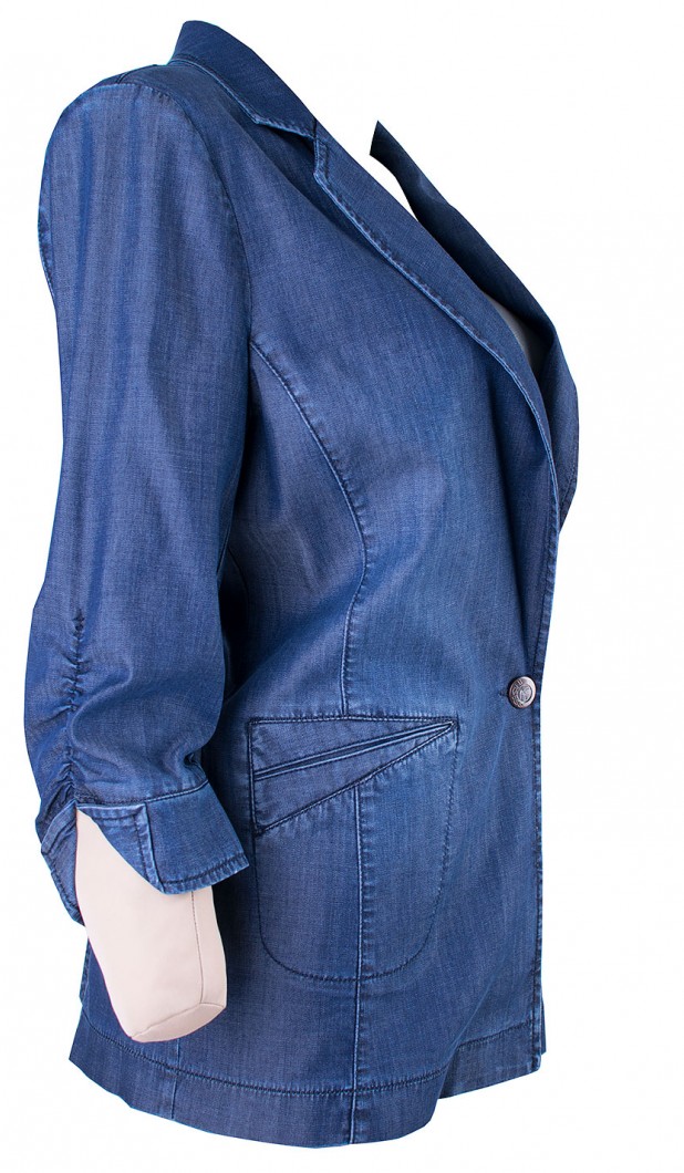 Women's Summer Jacket from Tencel Denim with 3/4 Sleeves 25122 / 2024 Women's Summer Jacket from Tencel Denim with 3/4 Sleeves 25122 / 2024