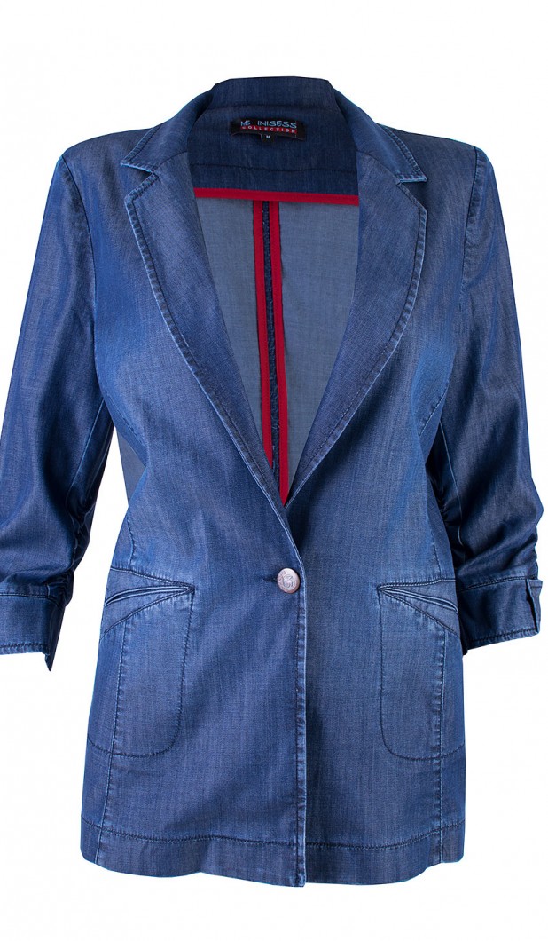 Women's Summer Jacket from Tencel Denim with 3/4 Sleeves 25122 / 2024 Women's Summer Jacket from Tencel Denim with 3/4 Sleeves 25122 / 2024