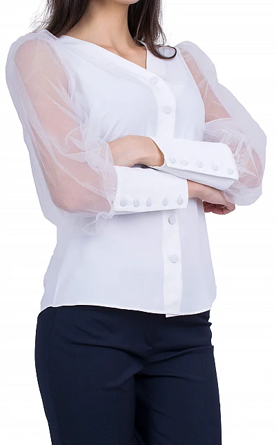 Официална Блуза с Дълъг Ръкав B 50822 WHITE / 2020