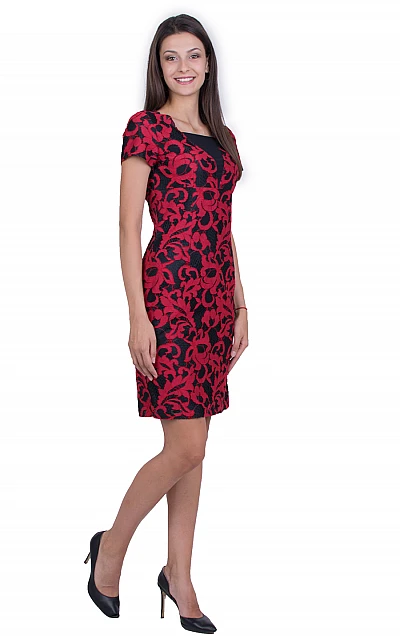 Red Fitted Office Dress 21160
