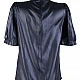 Elegant Black Blouse with Half Polo Collar and Short Sleeves 25115 Black / 2025