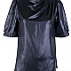 Elegant Black Blouse with Half Polo Collar and Short Sleeves 25115 Black / 2025