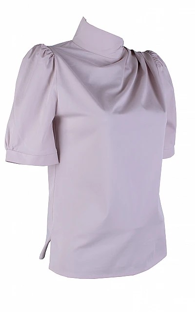 Women's Cotton Blouse in Light Pink with Back Zipper 25115 Pink / 2025