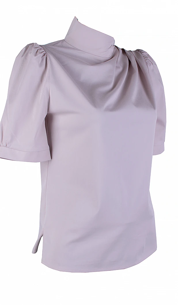 Women's Cotton Blouse in Light Pink with Back Zipper 25115 Pink / 2025