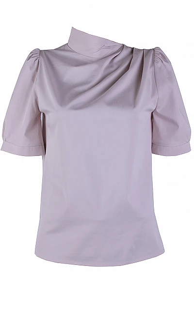 Women's Cotton Blouse in Light Pink with Back Zipper 25115 Pink / 2025