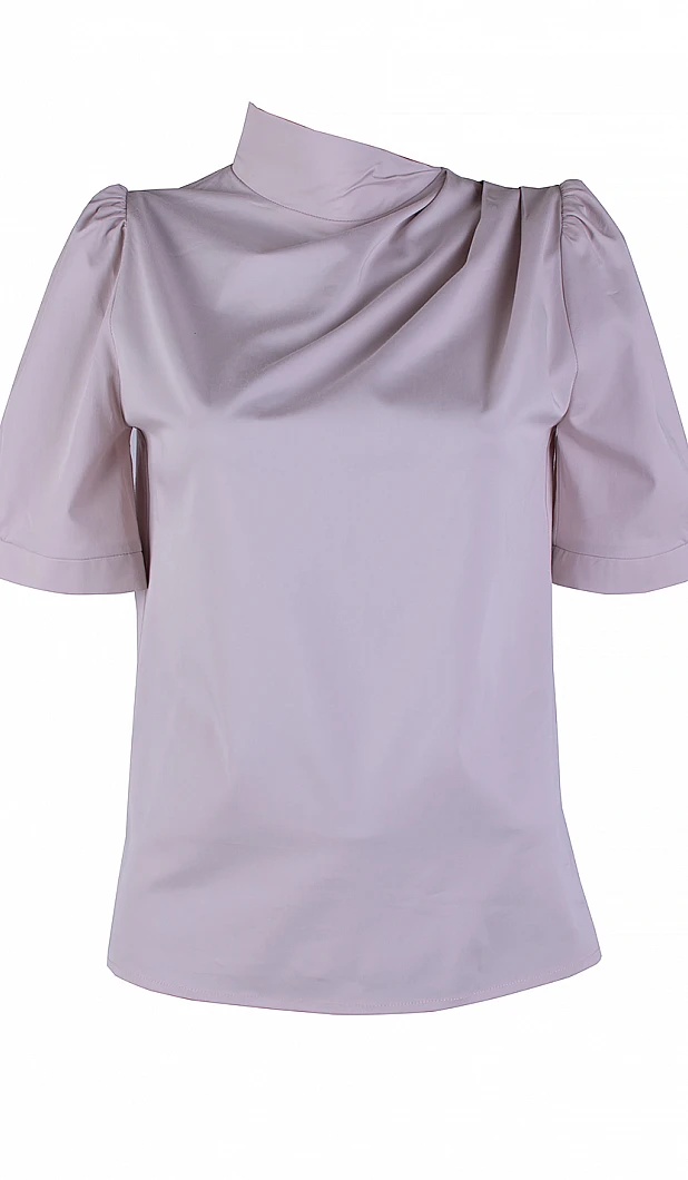 Women's Cotton Blouse in Light Pink with Back Zipper 25115 Pink / 2025