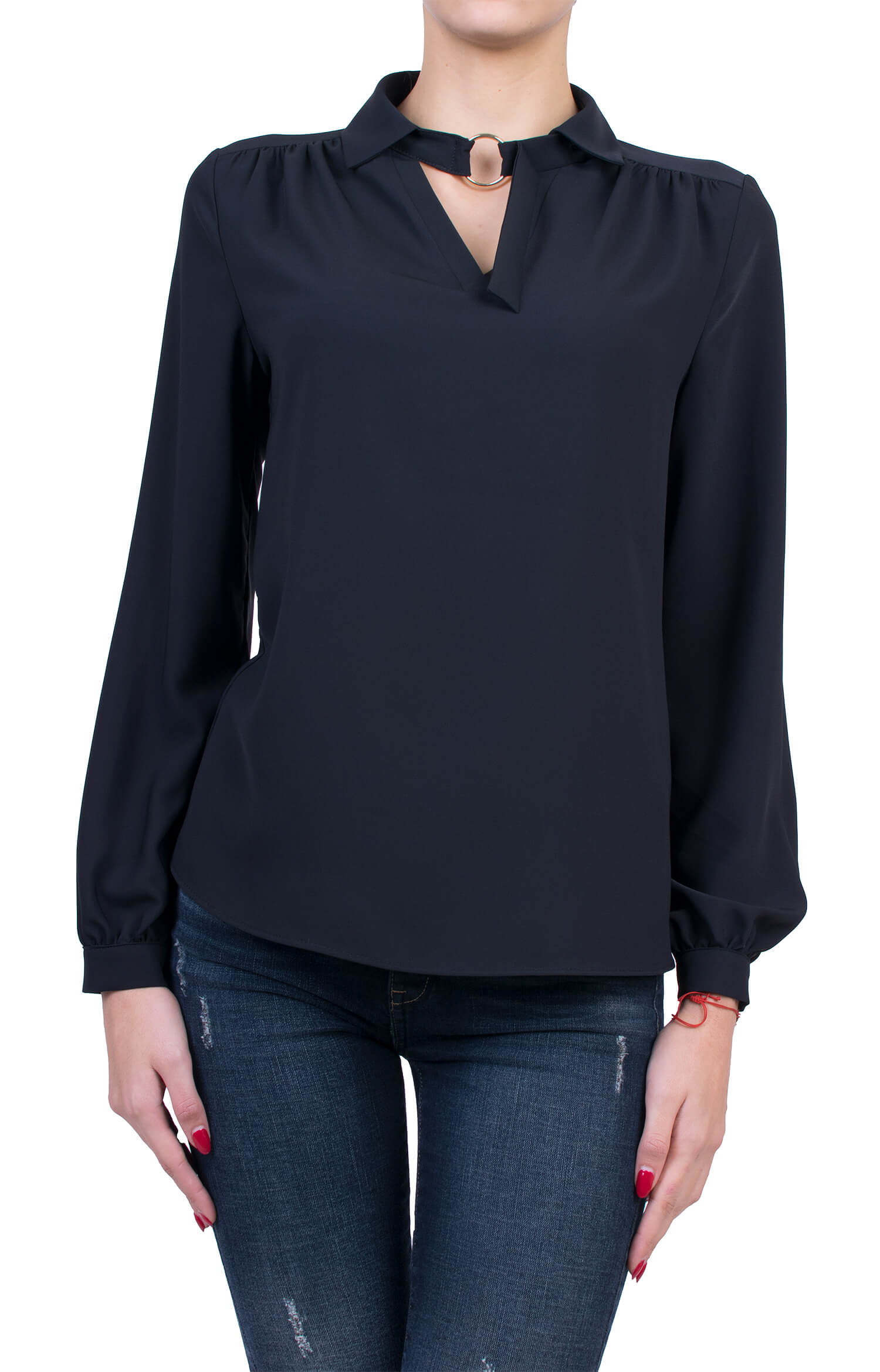 Black Ladies Blouse with Long Sleeve B 50727 / 2020