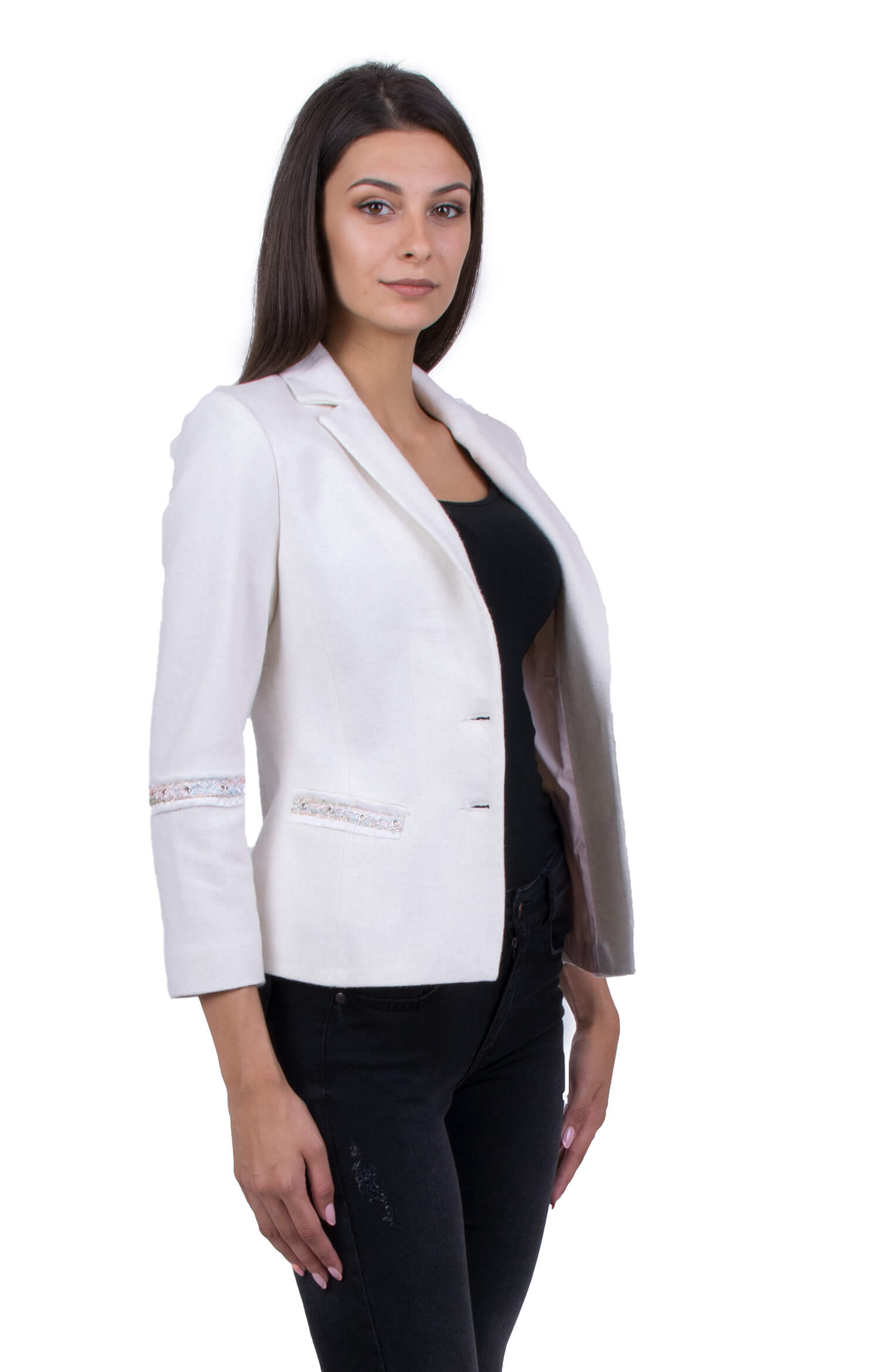 White Women's Jacket with Long Sleeve 19519 / 2020