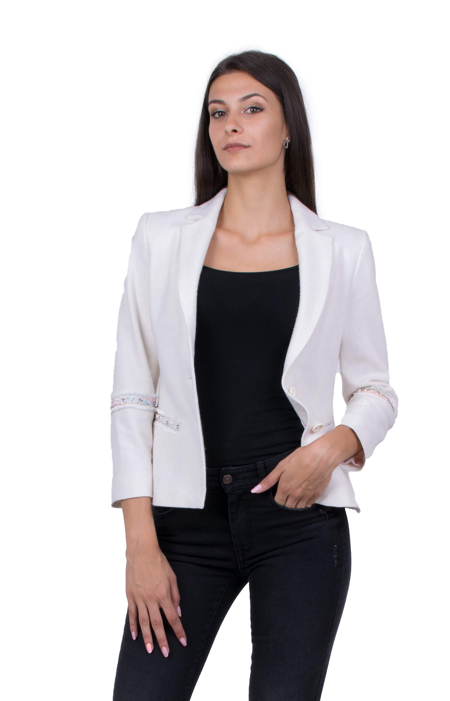 White Women's Jacket with Long Sleeve 19519 / 2020