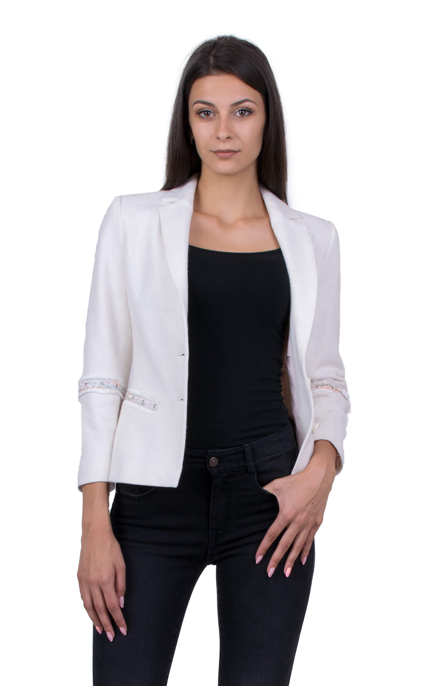 White Women's Jacket with Long Sleeve 19519 / 2020