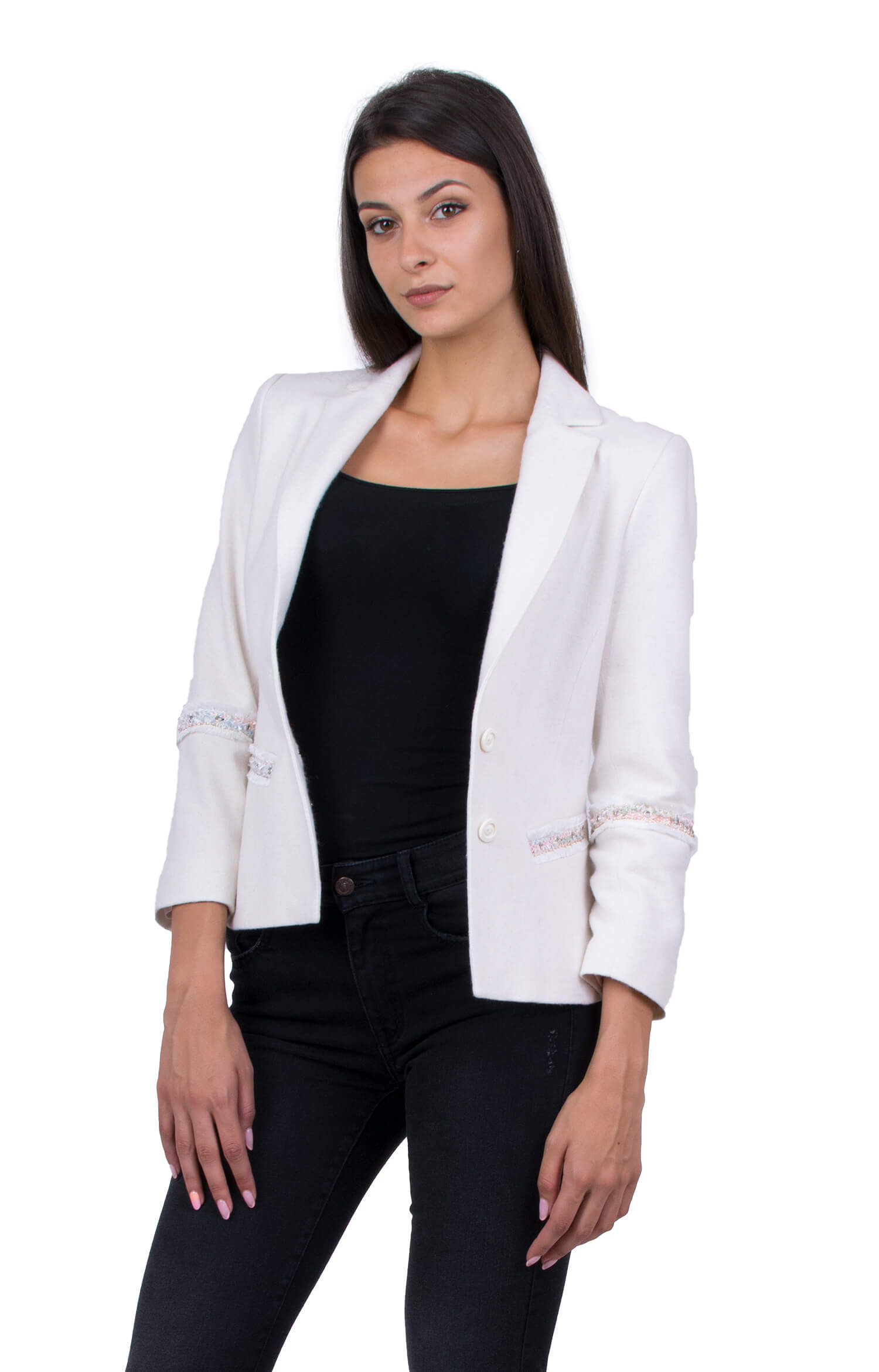 White Women's Jacket with Long Sleeve 19519 / 2020