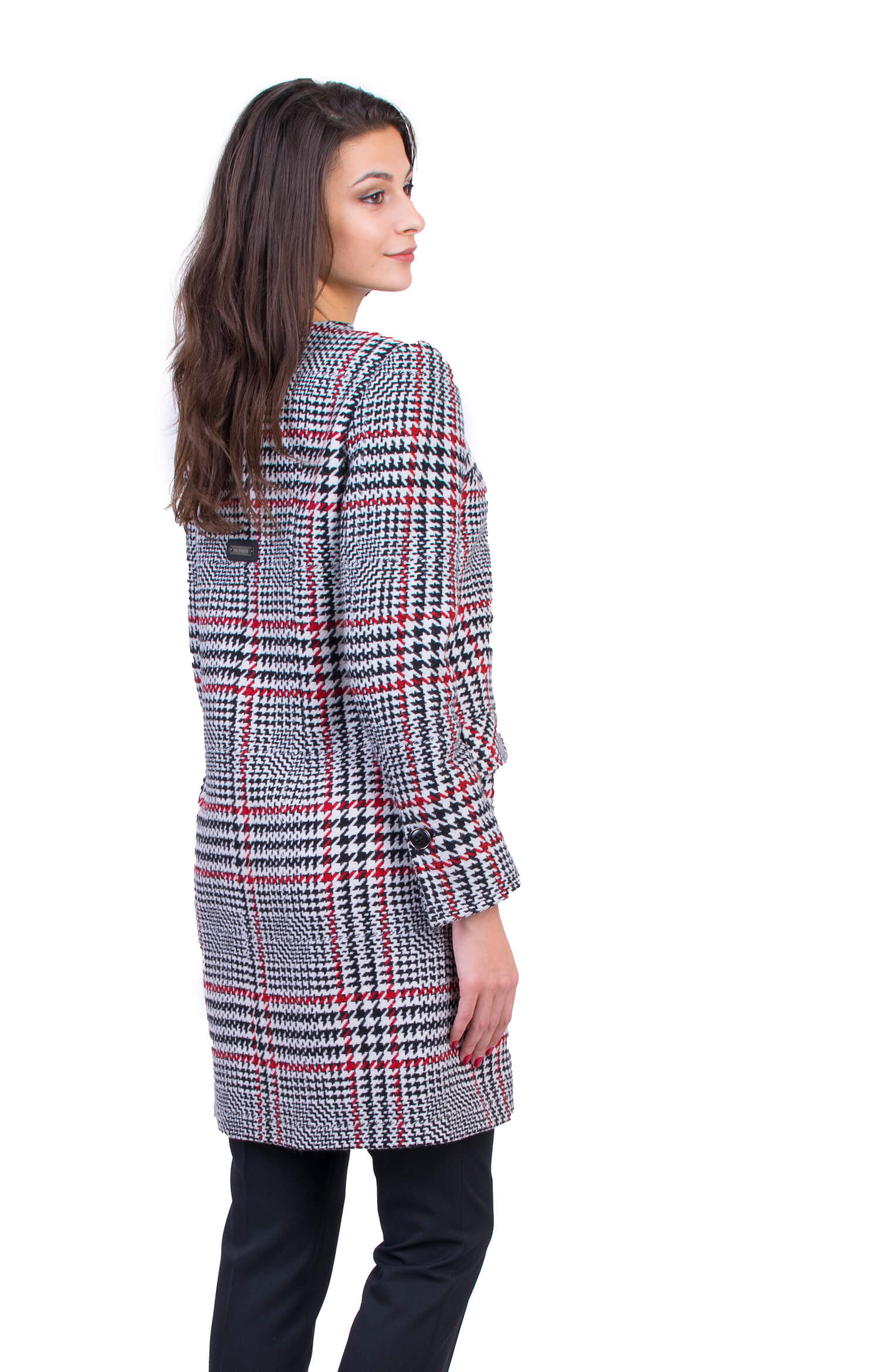 Дамско Вълнено Палто с Ватиран Хастар J 19546 RED