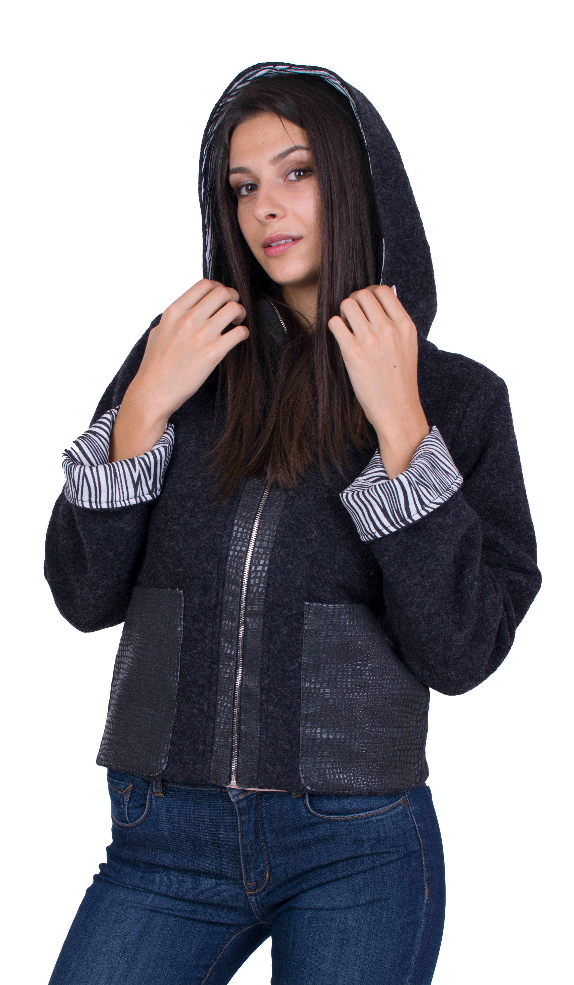 Black Women's Woolen Jacket 20507 / 2021