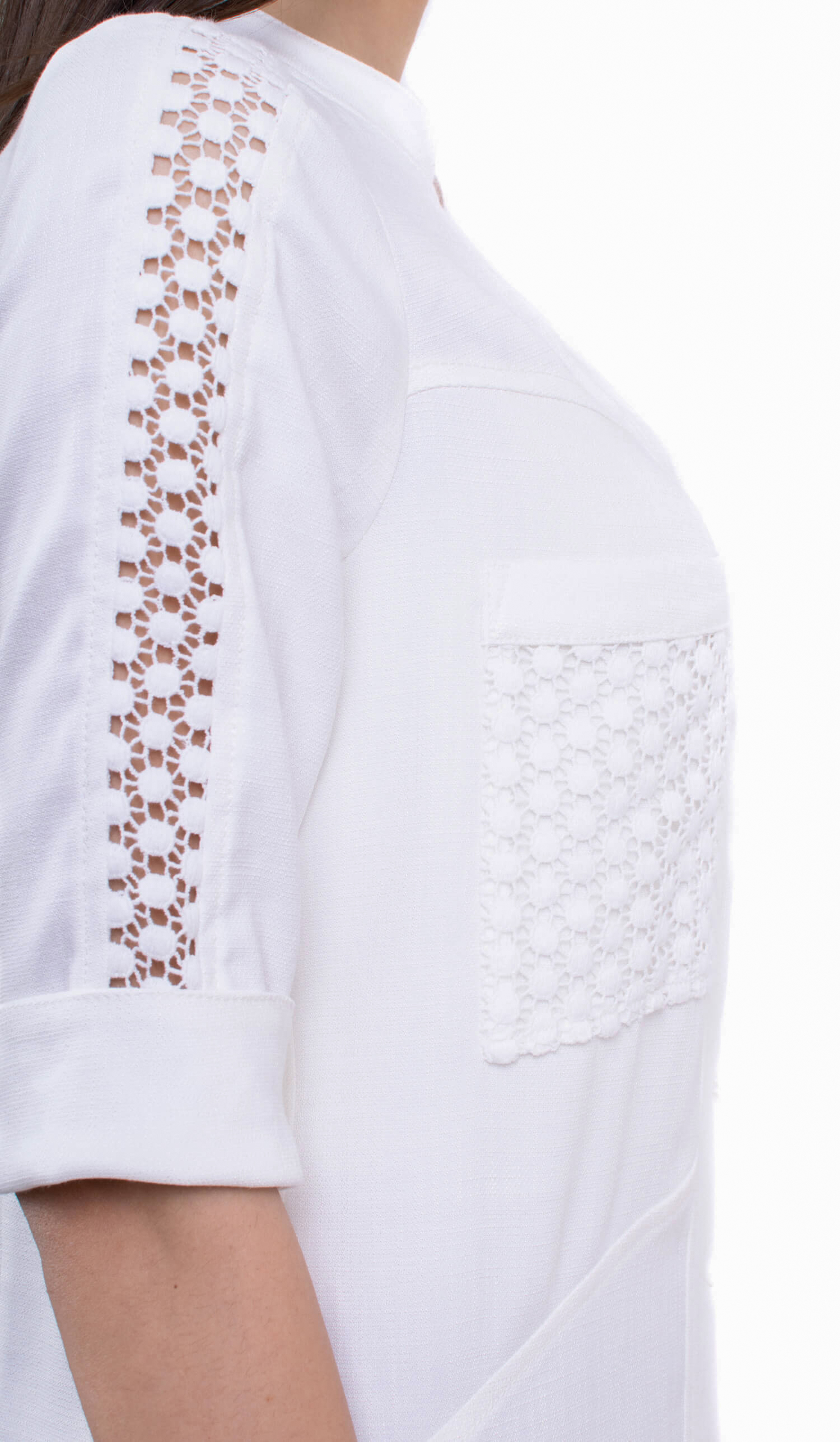 White Women's Tunic with 3/4 Sleeve 19233