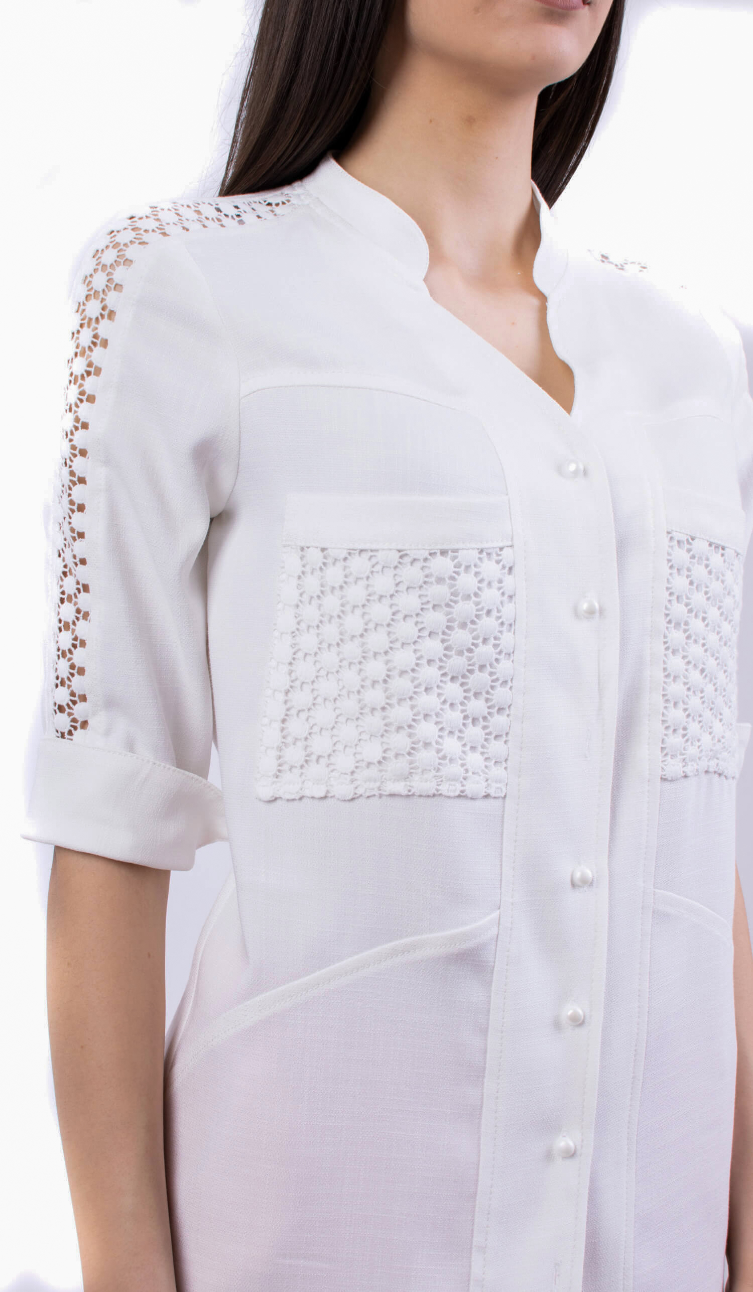 White Women's Tunic with 3/4 Sleeve 19233